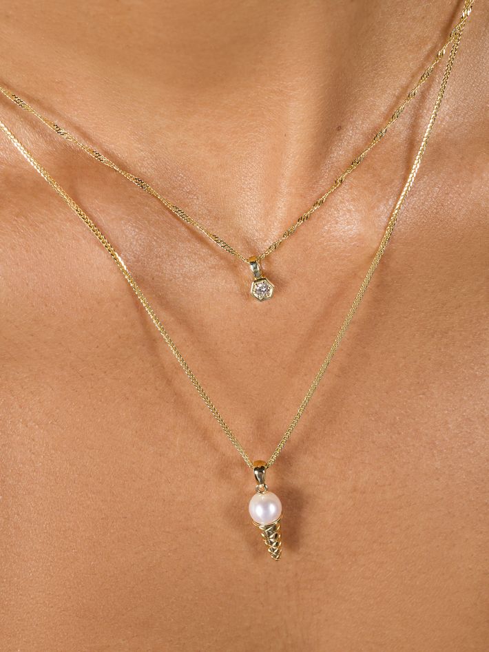 Diamond hex pendant necklace