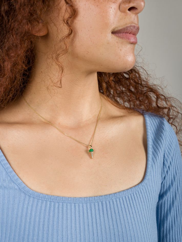 Green agate ice cream charm necklace