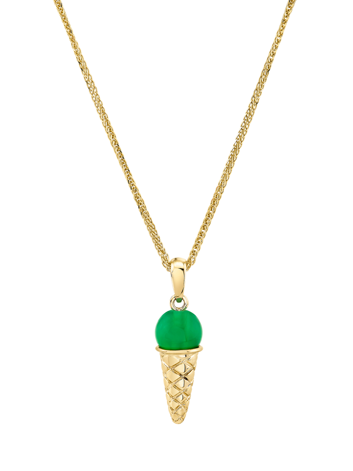 Green agate ice cream charm necklace