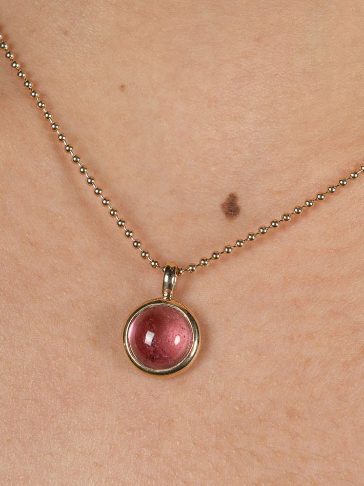 Pink city cabochon pendant with 16" chain