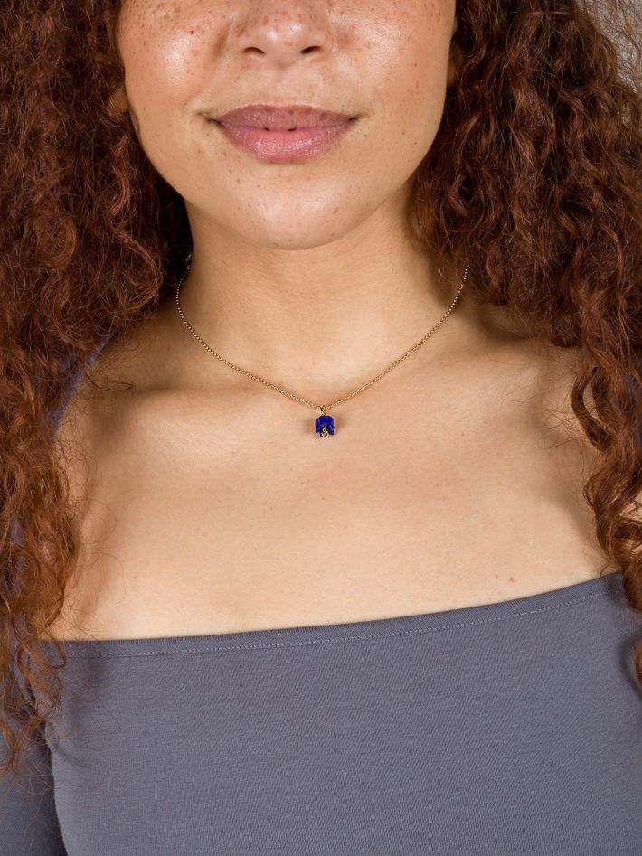 Diamond floret lapis pendant