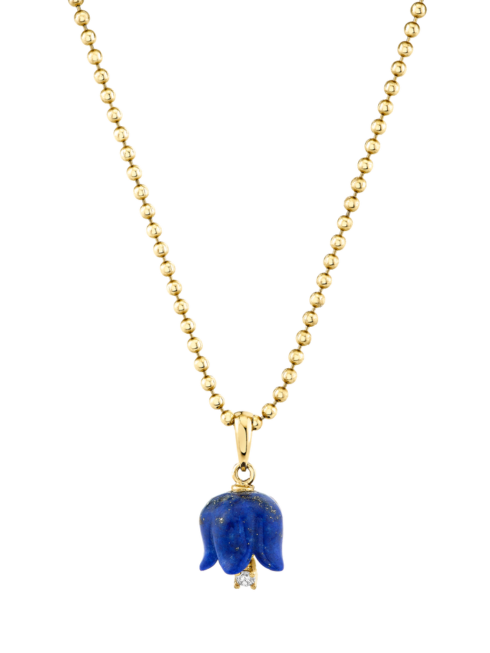 Diamond floret lapis pendant