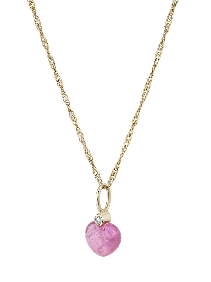 Carved Tourmaline Sweetheart Charm with 18" chain
