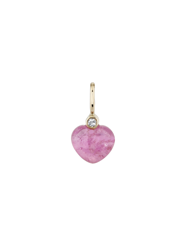 Carved Tourmaline Sweetheart Charm with 18" chain