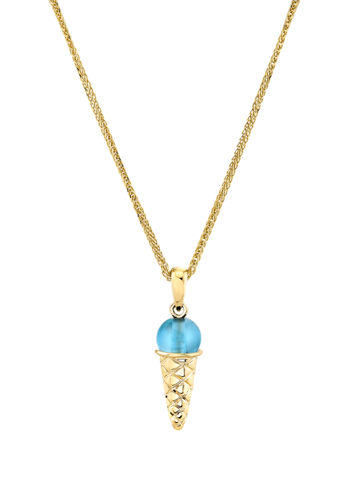Swiss blue topaz ice cream charm necklace