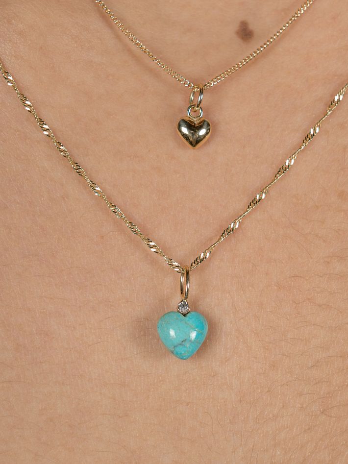 Petite Puffed Heart Charm with 16" chain