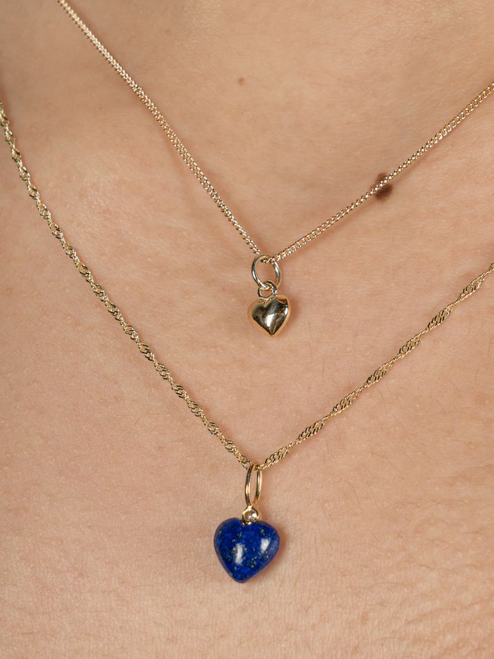 Petite Puffed Heart Charm with 16" chain