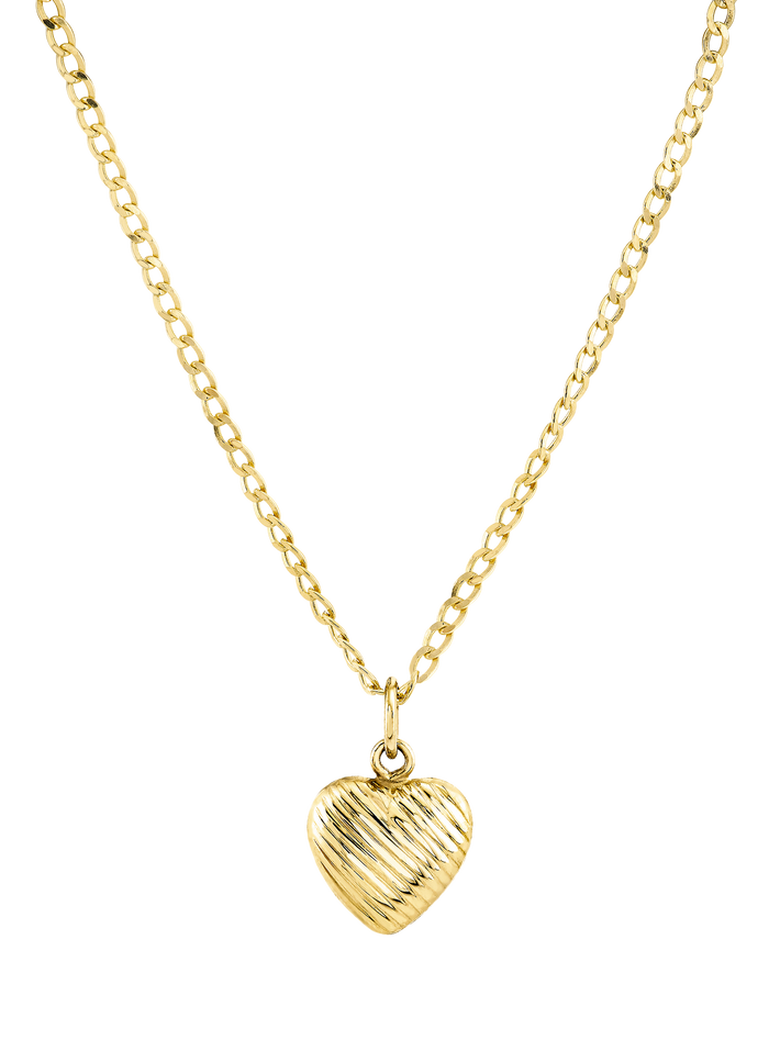 Etched helium heart charm necklace