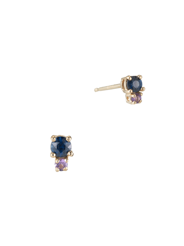 Sapphire & amethyst colourful studs
