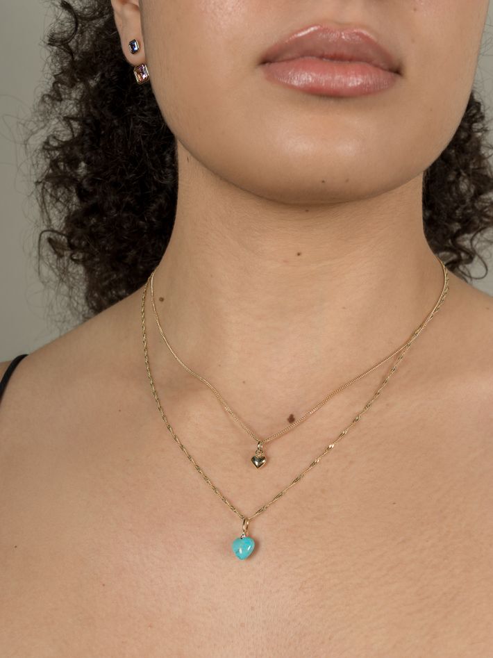Carved Turquoise Sweetheart Charm with 18" chain