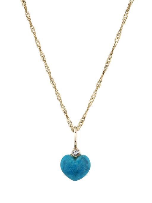 Carved turquoise sweetheart charm with 18" chain photo