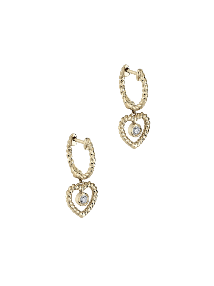 Twine Heart Diamond Hoops