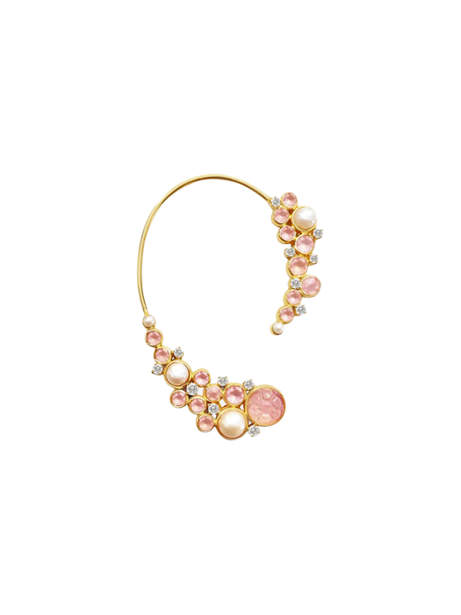 Rose quartz and pearl ear cuff earring photo