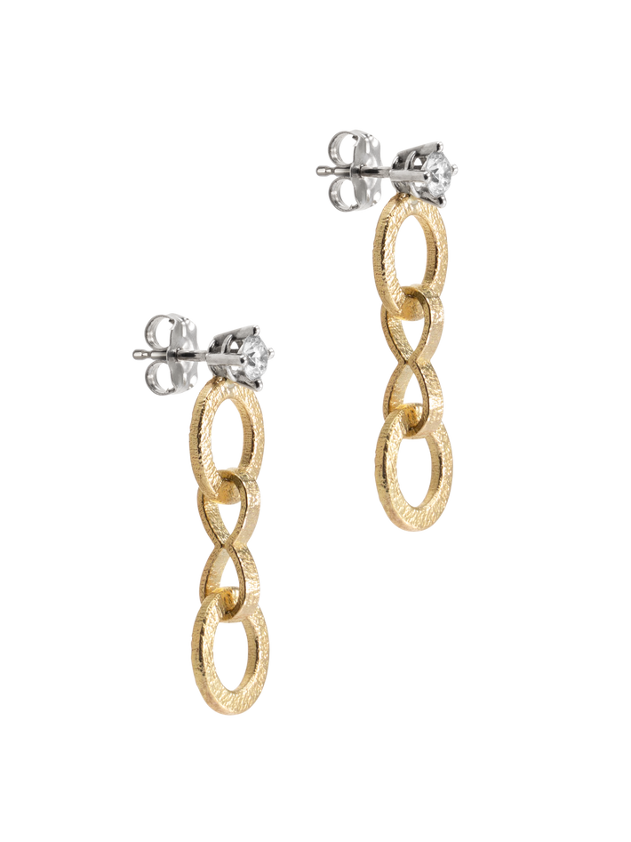 Circle diamond chain earrings