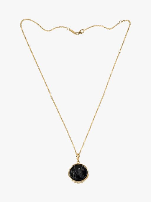 Griffin venetian black glass coin and diamond necklace photo