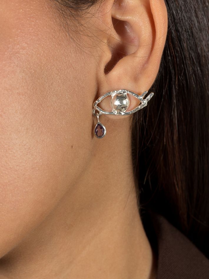 Cecie silver amethyst earrings