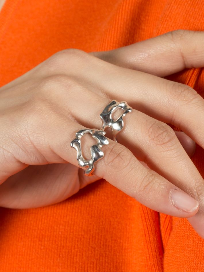 The wave couer silver ring