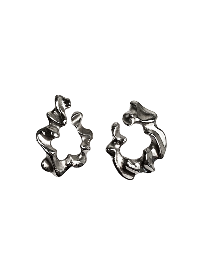 The wave cascade silver earrings