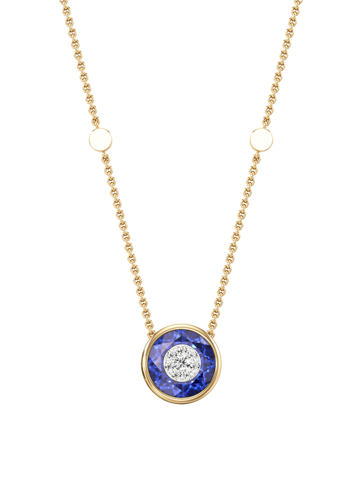 One collection 10mm fusion sapphire pendant with yellow gold bezel  photo