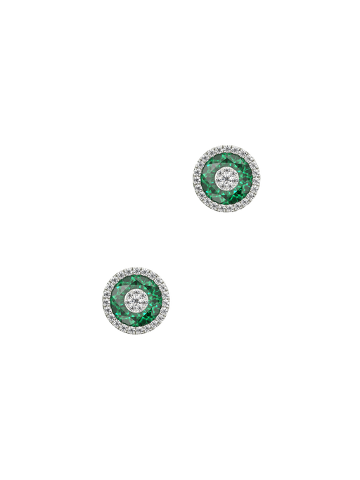 One collection 7mm fusion emerald diamond halo studs photo