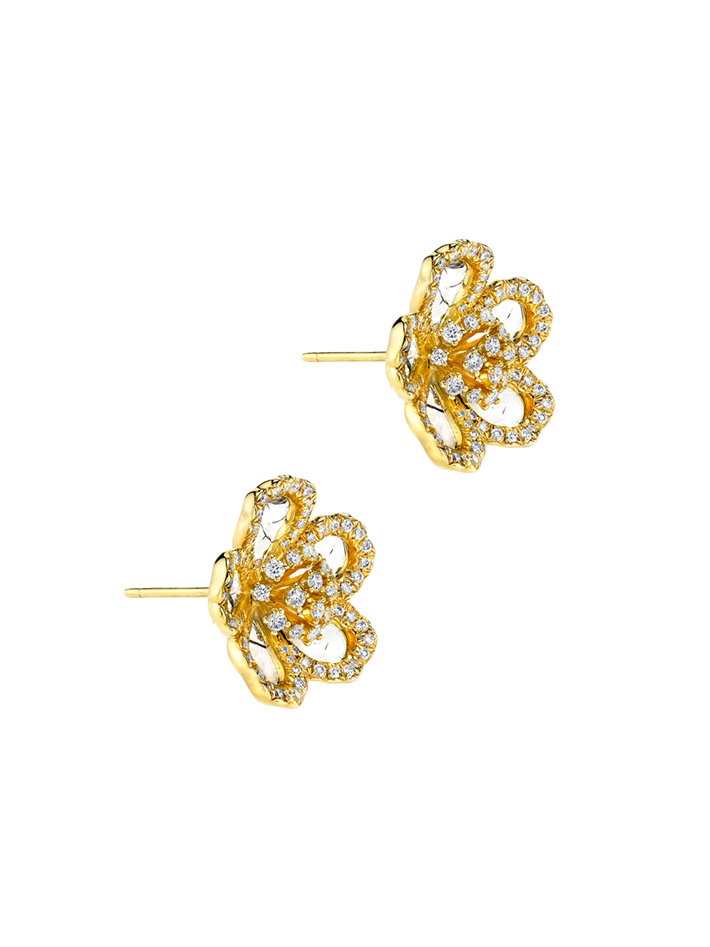 Grace collection flat diamonds flower stud earrings 