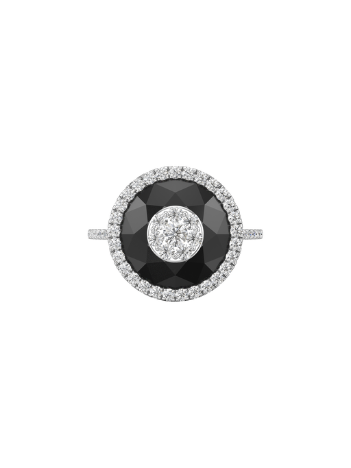 One collection 10mm black onyx diamond halo ring photo