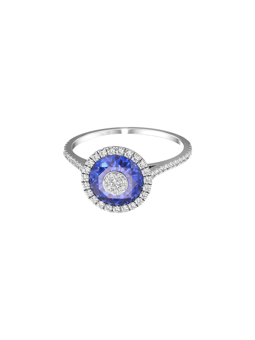 One collection 7mm fusion sapphire  diamond halo ring photo