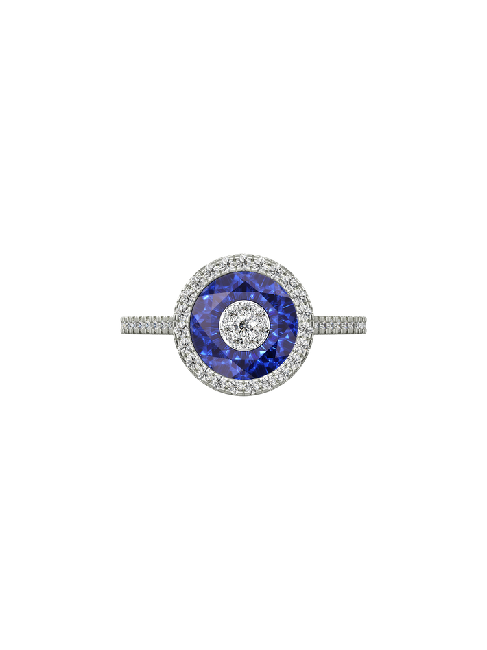 One collection 7mm fusion sapphire  diamond halo ring