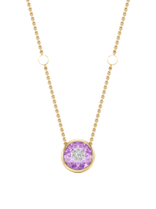One collection 10mm amethyst pendant with yellow gold bezel  photo