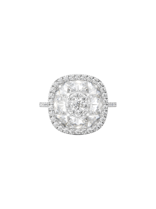 One collection 10mm white quartz diamond halo ring photo