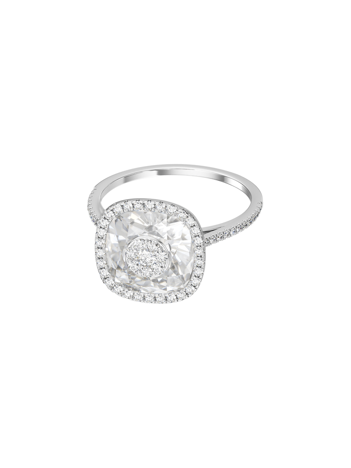 One collection 10mm white quartz diamond halo ring