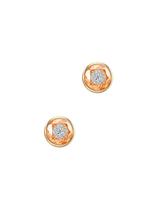 One collection 10mm citrine stud earrings with yellow gold bezel  photo