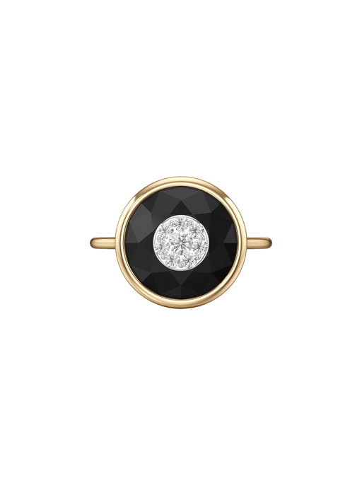 One collection 10mm black onyx ring with yellow gold bezel  photo