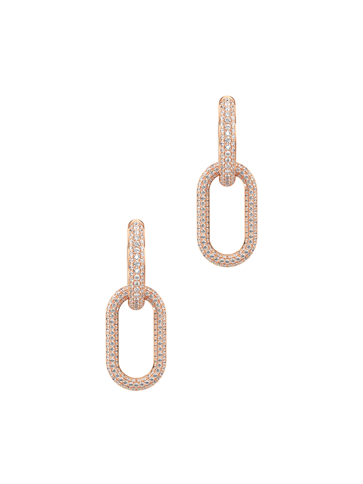 Connect collection diamond pave link earrings