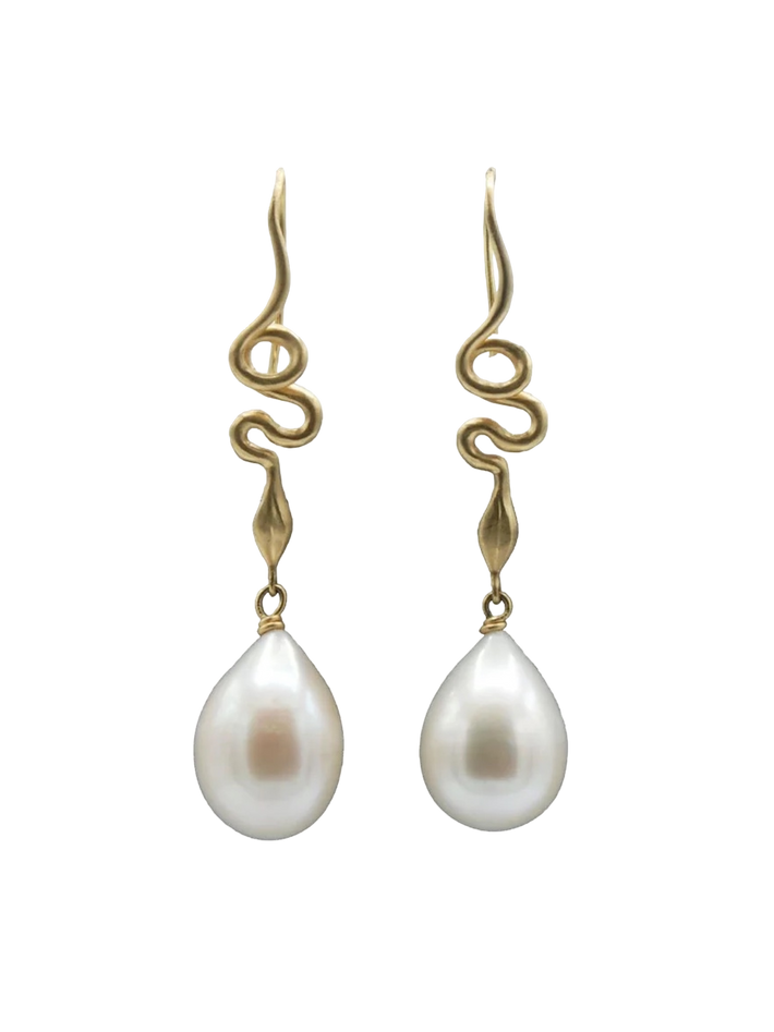 Snake and pearl earrings