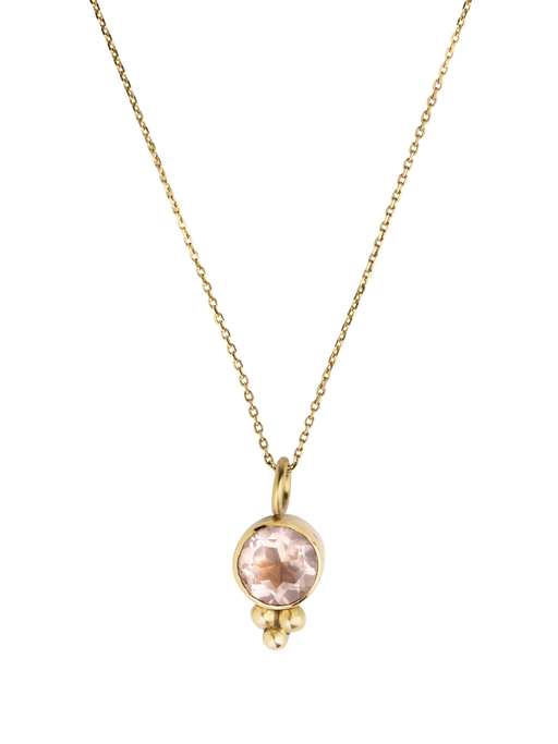 Round gold and rose quartz necklace photo