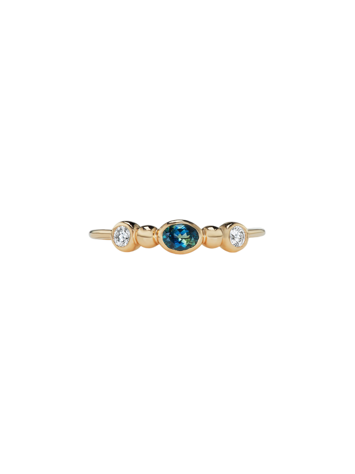 Rowan ring with diamonds and sapphire