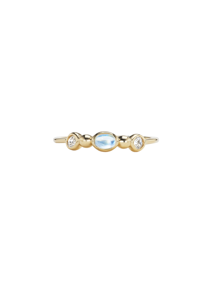 Rowan ring with diamonds and moonstone