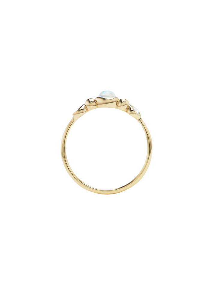 Rowan ring with diamonds and moonstone