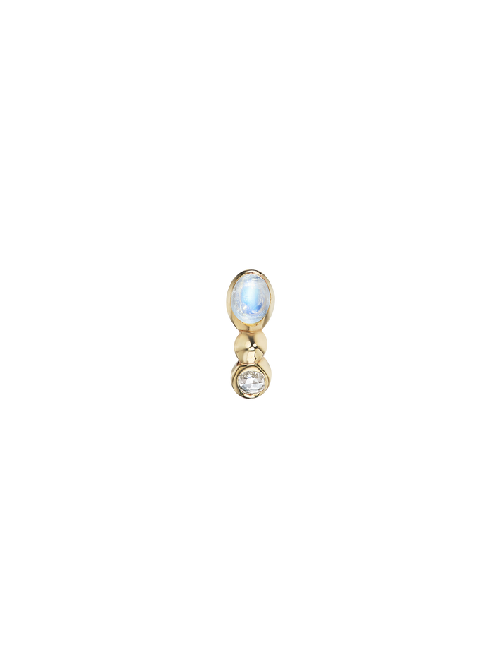 Rowan earring with diamond and moonstone