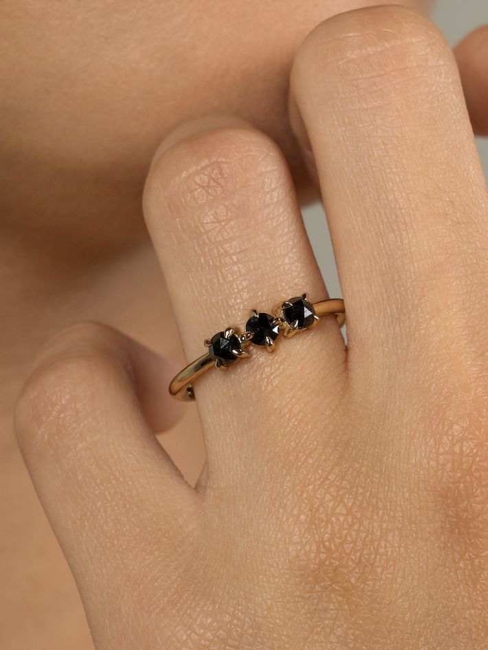 Rae ring with black diamonds