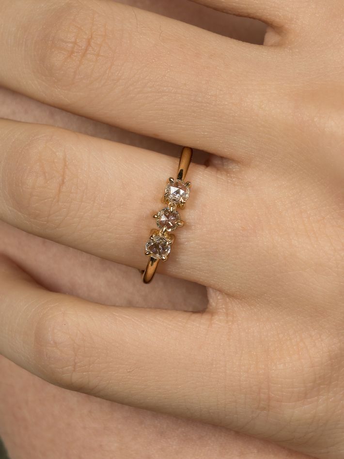 Rae ring with white diamonds