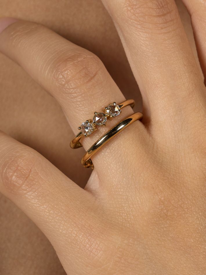 Rae ring with white diamonds