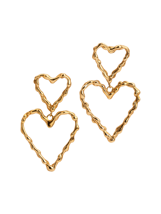 Double melted heart studs gold photo