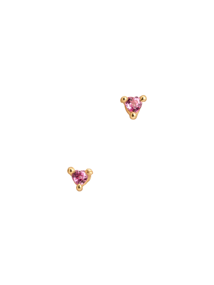 Pink heart sapphire studs