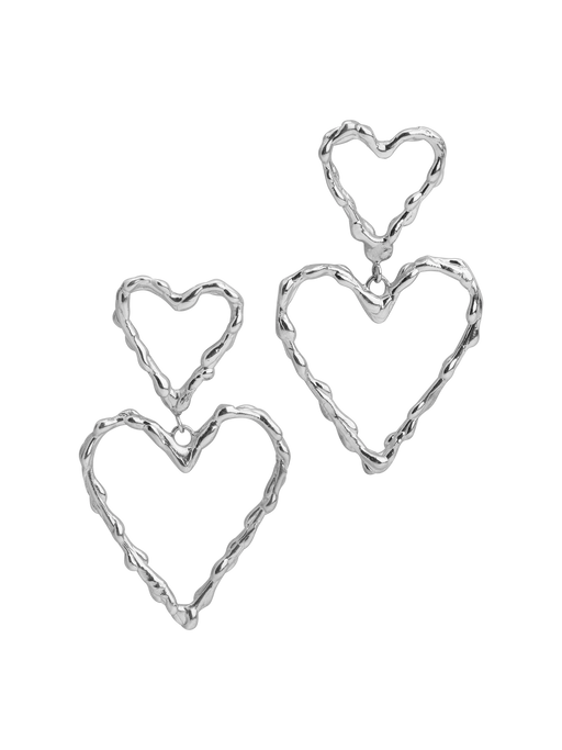 Double melted heart studs silver photo