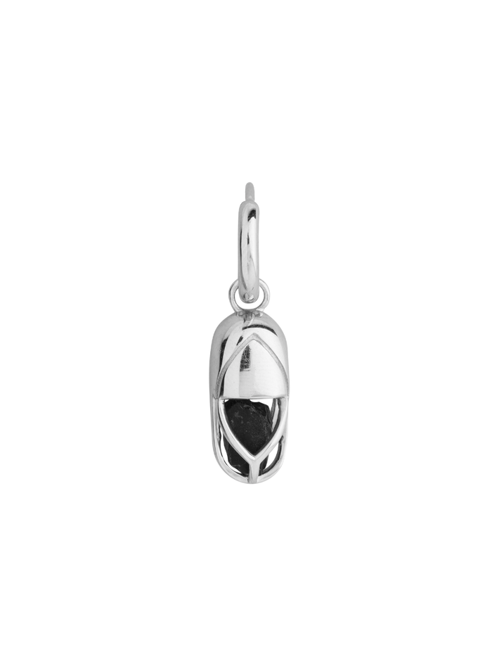 Mini capsule crystal hoop earring 18kt white gold