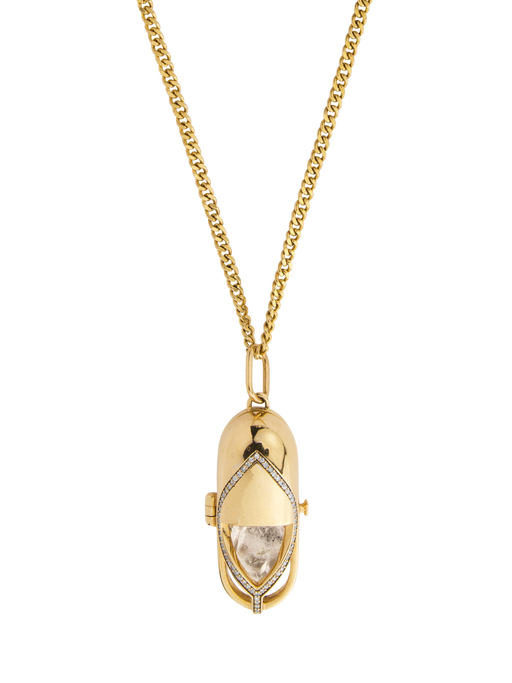 Capsule diamond pendant necklace 18kt photo