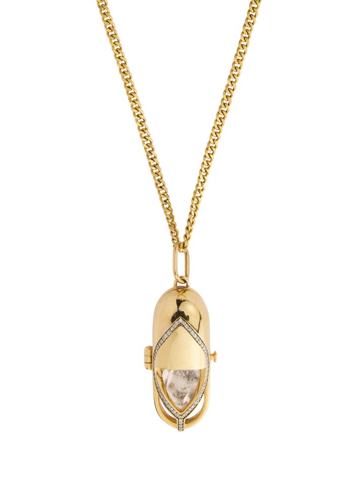 Capsule diamond pendant necklace 18kt