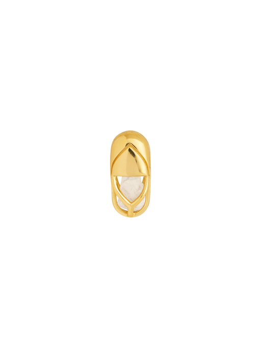 Mini capsule crystal stud earring 18kt yellow gold photo